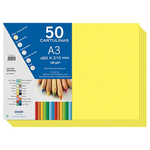 Dohe A3-Karton, Sonnenblumengelb, 50 Stück, 21 x 29,7 cm, 180 g/m², Büromaterial Dohe A3-Karton, Sonnenblumengelb, 50 Stück, 21 x 29,7 cm, 180 g/m², Büromaterial von DOHE
