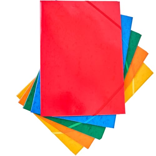 Dohe - Ordner aus Karton (10 Stück) – Gummibandverschluss und Klappen, 5 Farben, Blattgröße 24,5 x 34 cm, Dicke 600 g/m² – Büromaterial von DOHE