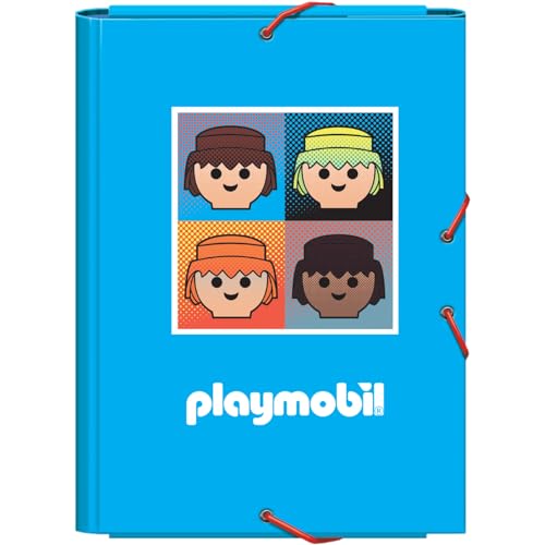 Dohe - Schulmappe mit Klappen und Gummibändern - Foliogröße 26,5 x 35 cm, Kapazität 100 Blätter, fester Kartondeckel, Schulmappe, Schulmaterial - Playmobil Core - Blau Dohe - Schulmappe mit Klappen und Gummibändern - Foliogröße 26,5 x 35 cm, Kapazität 100 Blätter, fester Kartondeckel, Schulmappe, Schulmaterial - Playmobil Core - Blau von DOHE