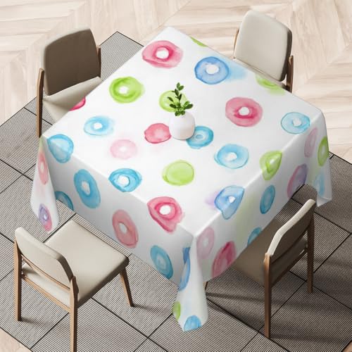 Tischdecke, wasserabweisend, rechteckig, knitterfrei, dekorative Tischdecke, strapazierfähiger Stoff, perfekt für Küche, Esszimmer, Partys, Thanksgiving-Tischdekoration, lebendige bunte Punkte Tischdecke, wasserabweisend, rechteckig, knitterfrei, dekorative Tischdecke, strapazierfähiger Stoff, perfekt für Küche, Esszimmer, Partys, Thanksgiving-Tischdekoration, lebendige bunte Punkte von DOHOATI