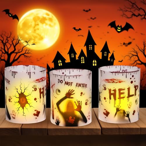 DOINEUFL Halloween Deko Tischdeko Innen, Halloween Party Windlicht Deko Tisch DOINEUFL Halloween Deko Tischdeko Innen, Halloween Party Windlicht Deko Tisch von DOINEUFL