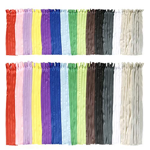 DOITEM 15 Farben Nylon Unsichtbar Reißverschlüsse, 20cm und 40cm lang, 2.3cm breit für Kleidung Tasche Mäppchen Kissenbezug, 90 Stück von DOITEM