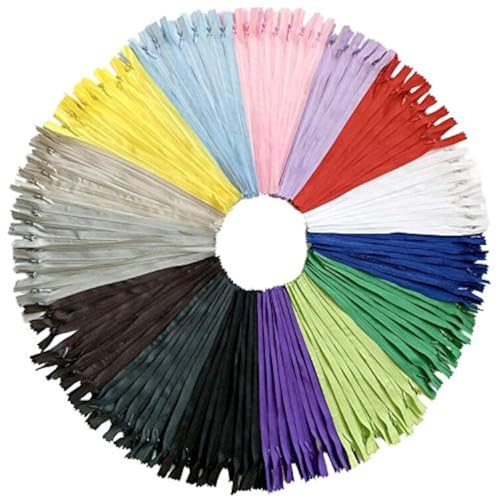 DOITEM 15 Farben Nylon Unsichtbar Reißverschlüsse, 40cm lang, 2.3cm breit für Kleidung Tasche Mäppchen Kissenbezug, 75 Stück von DOITEM