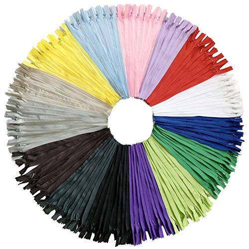 DOITEM 15 Farben Nylon Unsichtbar Reißverschlüsse, 40cm lang, 2.3cm breit für Kleidung Tasche Mäppchen Kissenbezug, 75 Stück von DOITEM