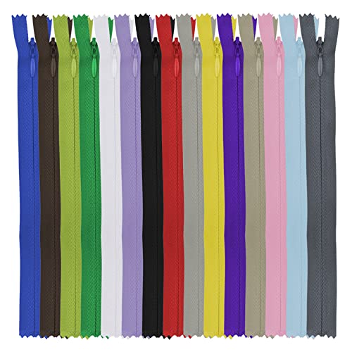 DOITEM 15 Farben Nylon Unsichtbar Reißverschlüsse, 50cm lang, 2.3cm breit für Kleidung Tasche Mäppchen Kissenbezug, 15 Stück von DOITEM