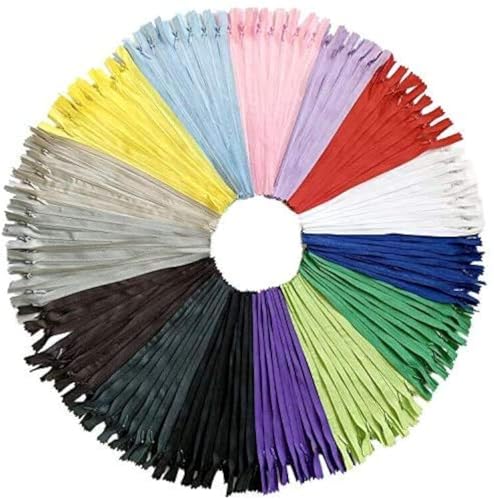 DOITEM 15 Farben Nylon Unsichtbar Reißverschlüsse, 50cm lang, 2.3cm breit für Kleidung Tasche Mäppchen Kissenbezug, 60 Stück von DOITEM