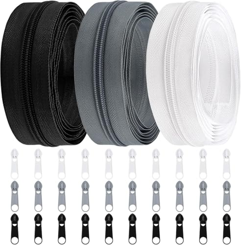 DOITEM 5 mm Reißverschluss 15 Meter Nylon Endlosreißverschluss Set mit Schieber und Zipper - 3 Farben DOITEM 5 mm Reißverschluss 15 Meter Nylon Endlosreißverschluss Set mit Schieber und Zipper - 3 Farben von DOITEM