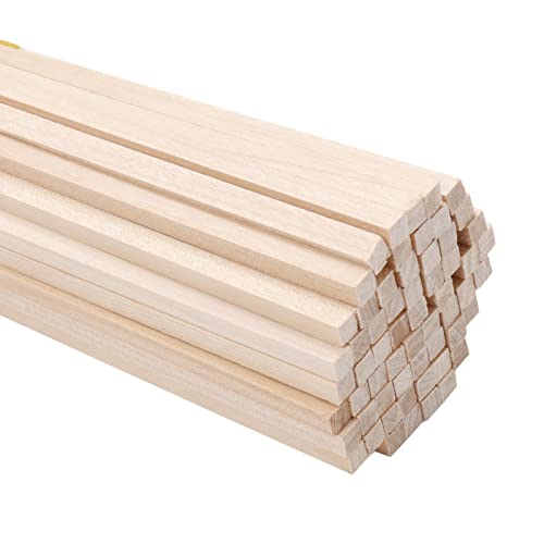 DOITEM 60 Stück Quadratische Stifte aus Naturholz Hartholzstäbchen für Handwerk und Heimwerker (200 mm) von DOITEM