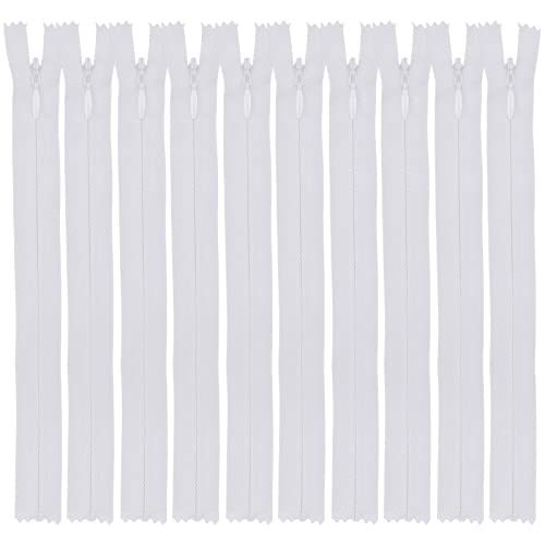 DOITEM Nylon Unsichtbar Reißverschlüsse, 20cm lang, 2.3cm breit für Kleidung Tasche Mäppchen Kissenbezug, Weiß 10 Stück von DOITEM