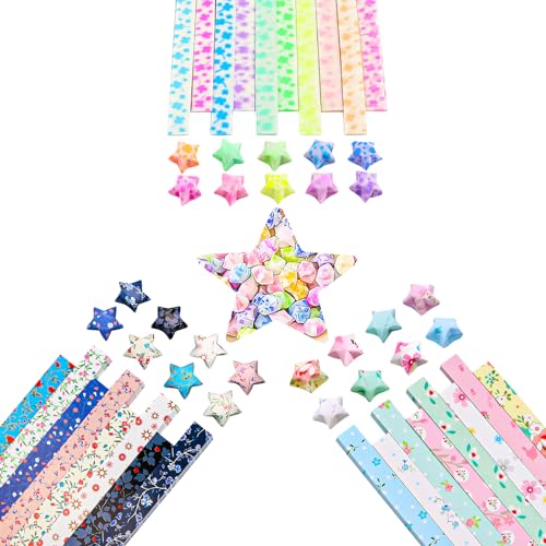 DOITEM Origami Sterne Papier Blume Vierblättriges Kleeblatt Ahornblatt Papier Set, 26 Farben, 1300 Streifen von DOITEM