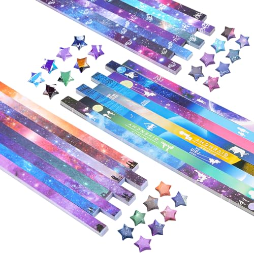 DOITEM Origami Sterne Papier Mond Sternenhimmel Pentagramm Fluoreszenz Sternenhimmel Papier Set, 24 Farben, 1300 Streifen von DOITEM