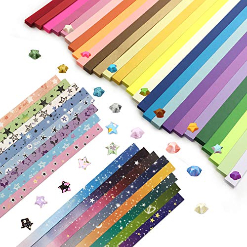DOITEM Origami Sterne Papier doppelseitig und Sternenhimmel Stern Papier Set, 3 Styles, 43 Farben, 2150 Streifen von DOITEM
