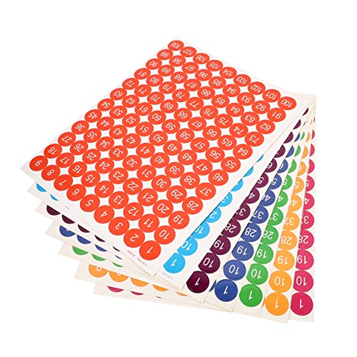 DOITOOL 1 7 Blätter runder Zahlpaster Echo drinnen Aufkleber nach Nummer farbig Name selbstklebender Zahlenkleber Aufkleber mit Lagernummern Nummer einfügen Papier Colorful von DOITOOL