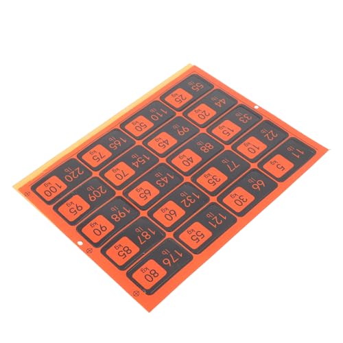 DOITOOL 1 Blatt Gewichtsetikett klein Stichworte hängend Übung krafttraining sportartikel Aufkleber für Beschwerungsblock Aufkleberanhänger für Beschwerungsblock PVC selbstklebend Orange von DOITOOL
