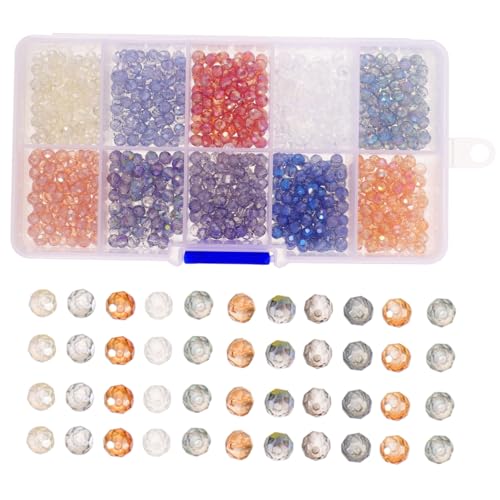 DOITOOL 1 Karton Bunte Glasperlen Flach Box DIY Schmuck Spacer Perlen Auffädeln für Armbänder Charms Basteln Zubehör von DOITOOL