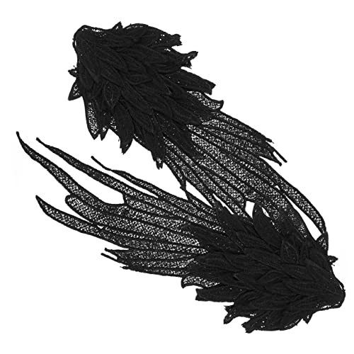 DOITOOL 1 Paar Gestickte Flügel Bestickt Stickerei Engel Kostüm Patch Flecken Stoff Nähen Dekorativer Engelsflügel Diy -kleidungsstück Eleganter Kleiderflicken Polyestergarn Black von DOITOOL