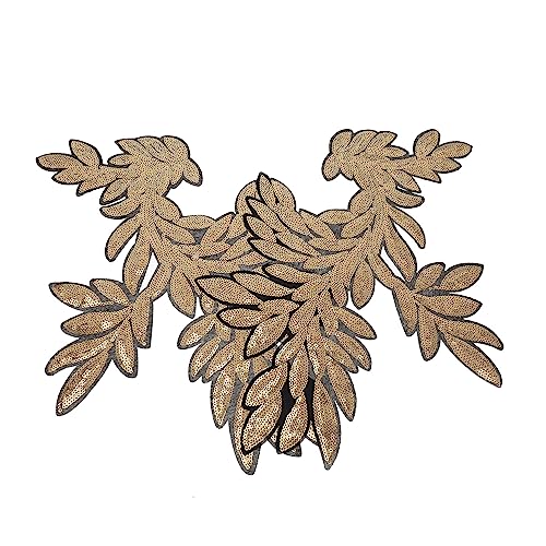 DOITOOL 1 Paar Goldene Pailletten Applikationen für Diy Kleidung Verzierte Stickerei Patches zum Aufbügeln für Kleider Jeans und Accessoires Dekoration für Handarbeiten und von DOITOOL