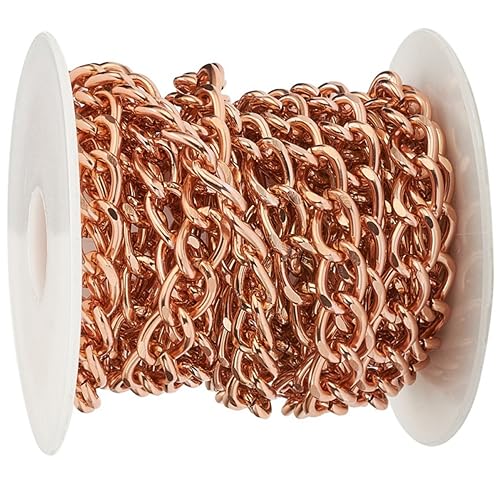 DOITOOL Aluminium Ketten für Selbstgemacht Schmuck 1 Rolle Rose Gold Verstellbare Schmuckkette für Armbänder Halsketten Taschenketten Metallkette für Anhänger Bastelbedarf von DOITOOL