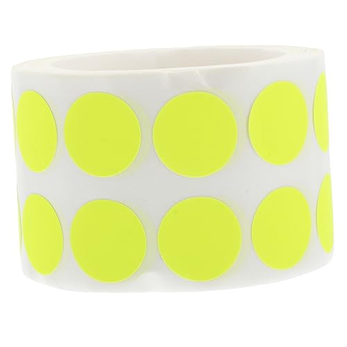 DOITOOL 1 Rolle Fluoreszierende Aufkleber Kreise Aufkleber Mit Gelben Punkten Codiert Blau Aufkleber Für Umschläge Kreative Tagebuchaufkleber Farbig Zeitschriftenaufkleber Papier Yellow von DOITOOL