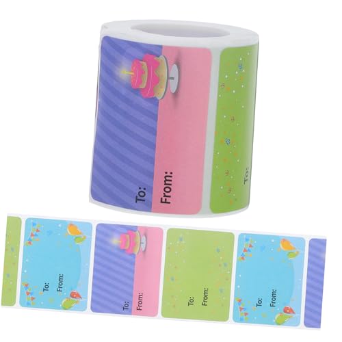 DOITOOL 1 Rolle Geburtstagsaufkleber Name Party Hochzeit Gruß Abziehbilder Wachssiegel-aufkleber Etikett Wickeln Geschenkaufkleber Für Den Haushalt Aufkleber Aus Beschichtetem Papier von DOITOOL