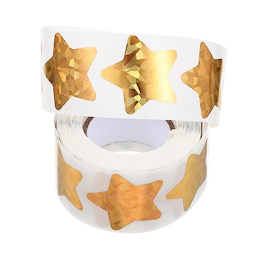 DOITOOL 1 Rolle Goldene Sternaufkleber Selbstklebende Sterne für Kinderbelohnungen Dekorative Aufkleber für Kindergartenbedarf Glitzer Sterne Sticker für Diy Projekte von DOITOOL