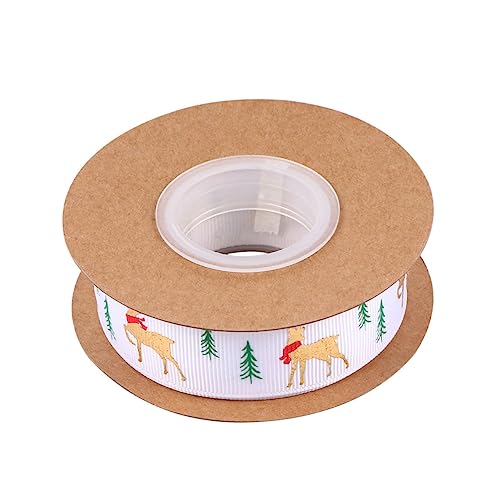 DOITOOL 1 Rolle Handgefertigtes Band Bänder Für Weihnachtsband Weihnachtswickelband Hirschband Sackleinenkabelband Vintage -band Geripptes Band Schleife Polyester Weiß von DOITOOL