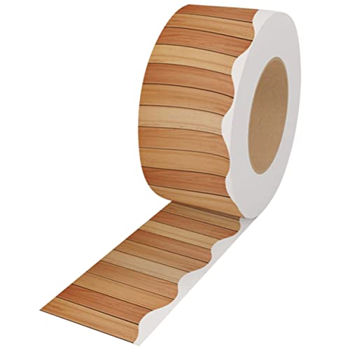 DOITOOL 1 Rolle Holzplanken Pinnwand Bordüre Dekoration für Klassenzimmer und Büro Selbstklebendes Design Braunes Holzdekor für Bulletin Boards Whiteboards von DOITOOL
