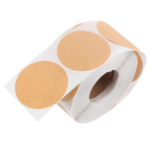 DOITOOL 1 Rolle Kreisförmige Selbstklebende Kraftpapier Aufkleber Blanko Geschenketiketten für Namensschilder und Klassifizierungszwecke mit Hoher Haftung von DOITOOL