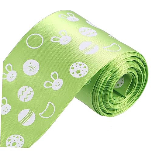 DOITOOL 1 Rolle Osterband Gold verdrahtetes Band Schleife Frühling trimmen geschenkband ostern dekoband ostern hochzeitsdeko DIY band zubehör Dekoband selber machen Polyester Green von DOITOOL