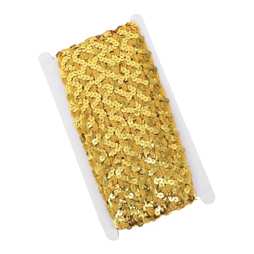 DOITOOL 1 Rolle Pailletten -Gurtband trimmen Bänder für Handwerk Perlenbesatz zum Nähen Basteln hochzeitsdeko wedding decoration Spitze selber nähen Paillettenband für DIY Polyester Golden von DOITOOL