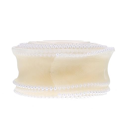 DOITOOL 1 Rolle Perlenrand Organza Geschenkband für DIY Blumenstraußverpackungen Elegantes Gefärbtes Dekorationsband für Hochzeiten und Festliche Anlässe von DOITOOL