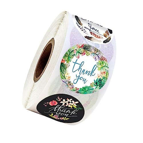 DOITOOL 1 Rolle Rollenaufkleber Danke mit Blumenmuster mit Selbstklebenden Diy Aufklebern für Verpackungen und Partys für Backen und Dekoration von DOITOOL