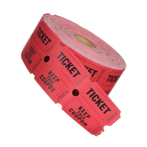 DOITOOL 1 Rolle Spielticket Karten für Party Etiketten für Tombola-Tickets Doppeltickets Auktionskarten Token coupon gutscheinheft rote Tombola-Tickets Tickets in großen Mengen Los Papier von DOITOOL