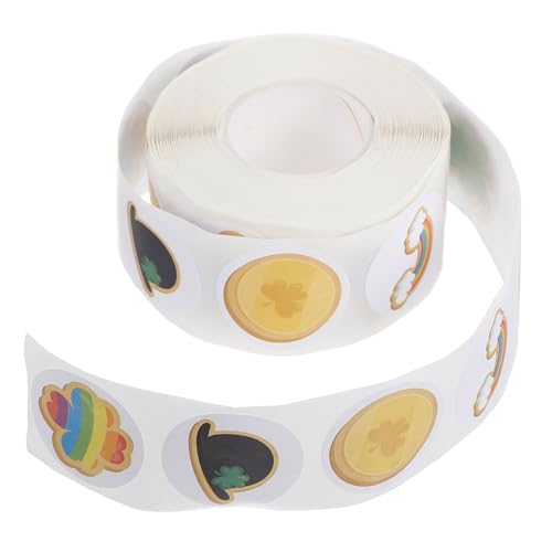 DOITOOL 1 Rolle Versiegelungsaufkleber Kleeblatt-Aufkleber st. Patricks Aufkleber Kleeblatt-Etiketten Shamrock-Aufkleber st. Patrick's Day Etiketten Kupferplattenaufkleber von DOITOOL