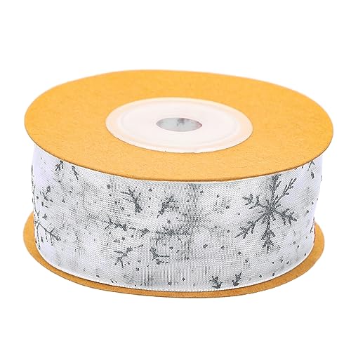 DOITOOL 1 Rolle Weihnachtsband mit Schneeflocken Muster Transparentes Organza Dekoband für Dekoration und Diy Bastelprojekte zu Weihnachten von DOITOOL