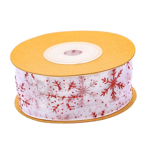 DOITOOL 1 Rolle Weihnachtsschleifen Band mit Schneeflocken Print Transparentes Geschenkband für Diy Dekorationen zum Verpacken und Verzieren von Geschenken Party und Festtagsdekorationen von DOITOOL