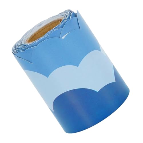 DOITOOL 1 Rolle Wolkenbordüre Pinnwandbordüre Gerollte Wolkenbordüre Aufkleberbordüren Für Pinnwand Kreidetafelaufkleber Klassenzimmerdekor Beschichtete Papieraufkleber Blau von DOITOOL