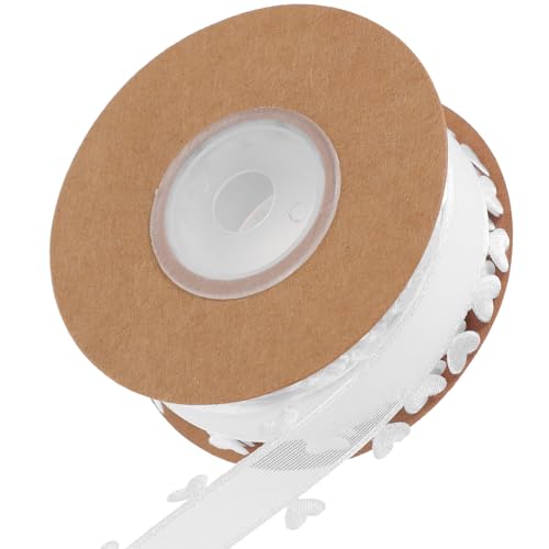 DOITOOL 1 Rolle gestaltetes Paketband Schleifenverpackung für Party Herbstband Rosa verschleißfestes Verpackungsband Wickelband Geschenkband Schneidbares Bastelband Polyester Weiß von DOITOOL