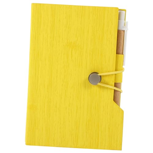 DOITOOL 1 Sätze Holzkörnern Notizbuch Praktisches Planungsnotizbuch Schule Mini-notizbuch Mit Stift Notizblock Mit Stift Schreiben Von Notizbuch Einfacher Klebriger Notizblock Papier Gelb von DOITOOL