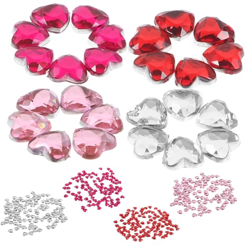 DOITOOL 1 Satz Acryl Herzen Strasssteine Flachrückige Dekorationssteine Für Diy Bastelprojekte Valentinstag Hochzeit Karten Und Handyhüllen Dekoration 400 Stück von DOITOOL