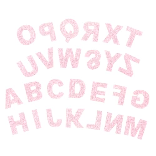 DOITOOL 1 Satz Alphabet Strass Aufnäher Bügel und Stickapplikationen für Kleidung Taschen und Diy Projekte Hochwertige Selbstklebende Patches in Zartem Rosé zum Dekorieren und Reparieren von DOITOOL