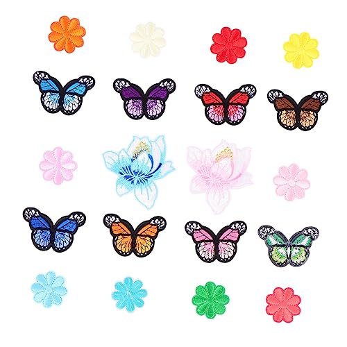 DOITOOL 1 Satz Aufbügelbare Rosen Patches Bunte Gestickte Applikationen Für Kleidung Jeans Taschen Und Diy Projekte Für Bastelarbeiten Und Reparaturen 20 Stück von DOITOOL