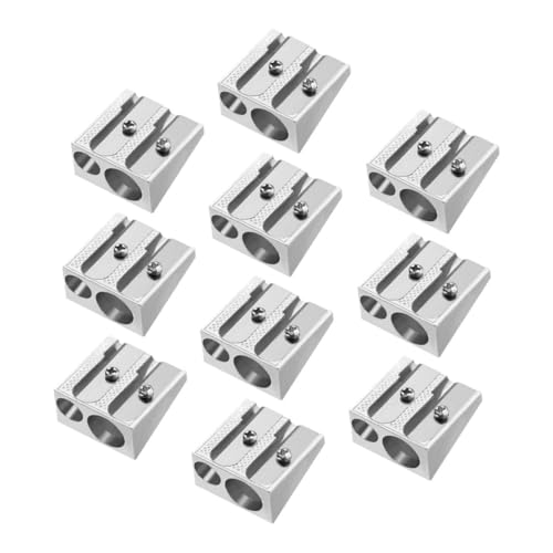 DOITOOL 1 Satz Bleistiftspitzer Mechanischer Bleistift Mini -bleistiftschärfer Kunst Zeichnung Doppel -loch -bleistiftschärfer Bleistift Aluminiumlegierung Silber 10 Stück von DOITOOL