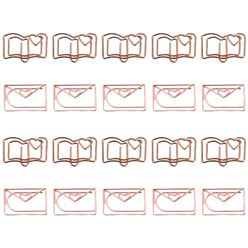 DOITOOL 1 Satz Buchhülle Schreibwaren Büroklammern Form Papierclip Büroklammern Schlüssel Büro Büroklammern Entzückende Papierklammern Rostfreier Stahl Roségold 20 Stück von DOITOOL