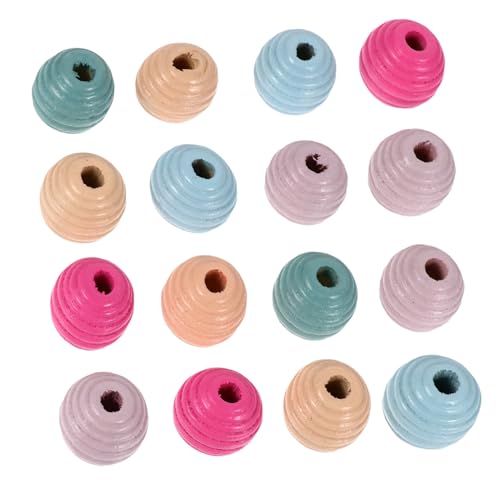 DOITOOL 1 Satz Bunte Holzperlen Für Runde Bastelperlen Kreative Schmuckherstellung Diy Armbänder Und Dekorationen Bastelmaterialien 50 Stück von DOITOOL