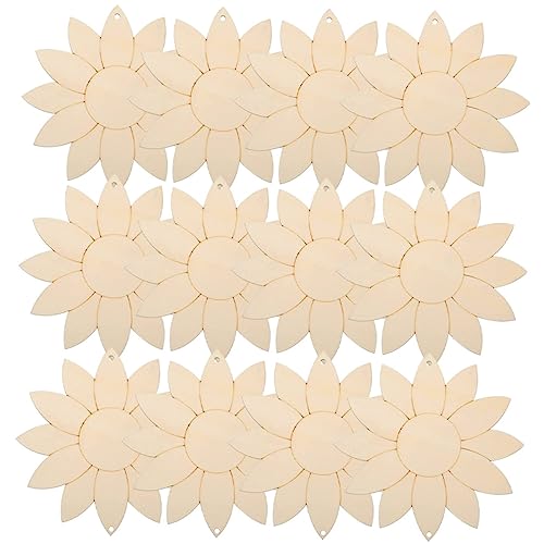 DOITOOL 1 Satz DIY Holz Ausschnitte Sonnenblume Unlackiert für Bastelarbeiten Holzformen mit Bändern und Jute Schnur für Kreative Dekorationen und Kinderprojekte von DOITOOL
