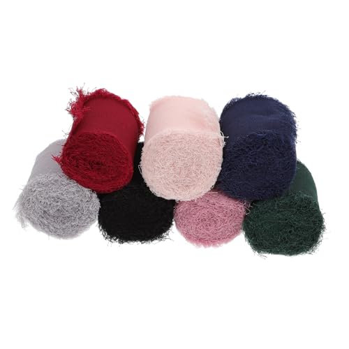 DOITOOL 1 Satz Dekoratives Fransen Chiffonband Für Diy Bastelprojekte Verschiedenen Farben Weinrot Schwarz Nude Rosé Marineblau Pro Rolle Für Hochzeitseinladungen Und Brautsträuße 7roll von DOITOOL