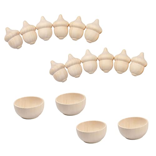 DOITOOL 1 Satz Diy Holzschalen und Eicheln für Basteln Teiliges Naturbelassenem Holz Fördert Kreativität und Fantasie für Party und Heimdekoration von DOITOOL