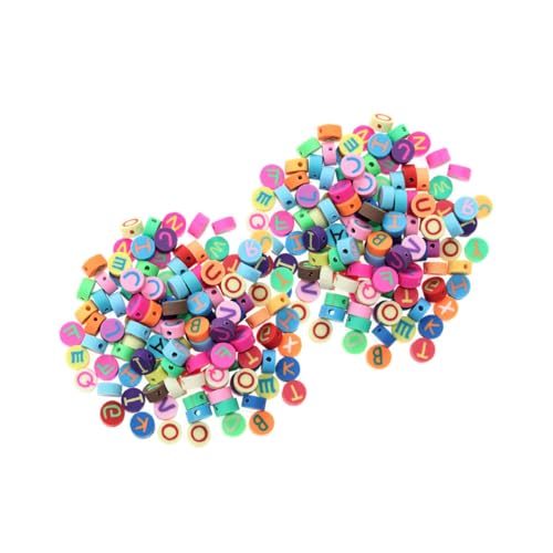 DOITOOL 1 Satz Diy Mischfarbe Englische Buchstaben Perlen Weiche Polymer Knete Für Armband Halskette Schmuck Bastelbedarf Langlebige Lose Beads Für Kreative Handarbeiten 200 Stück von DOITOOL