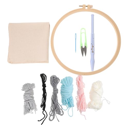 DOITOOL 1 Satz Diy Punch Stickerei für Komplettes Werkzeugkit mit Faden und Schablone für Handarbeiten Spaßige und Lehrreiche Bastelidee mit Cartoon Pinguin Muster von DOITOOL